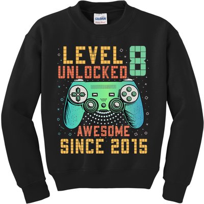 Level 8 Unlocked 8th Birthday 8 Year Old Boy Gifts Gamer Kids Sweatshirt