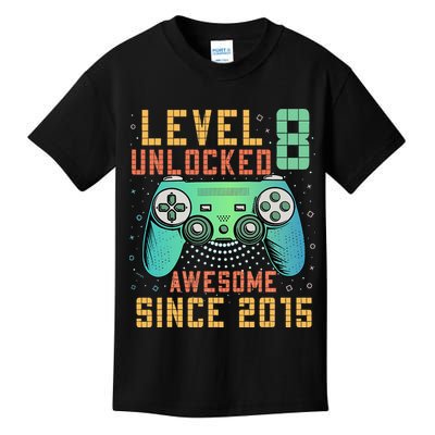 Level 8 Unlocked 8th Birthday 8 Year Old Boy Gifts Gamer Kids T-Shirt