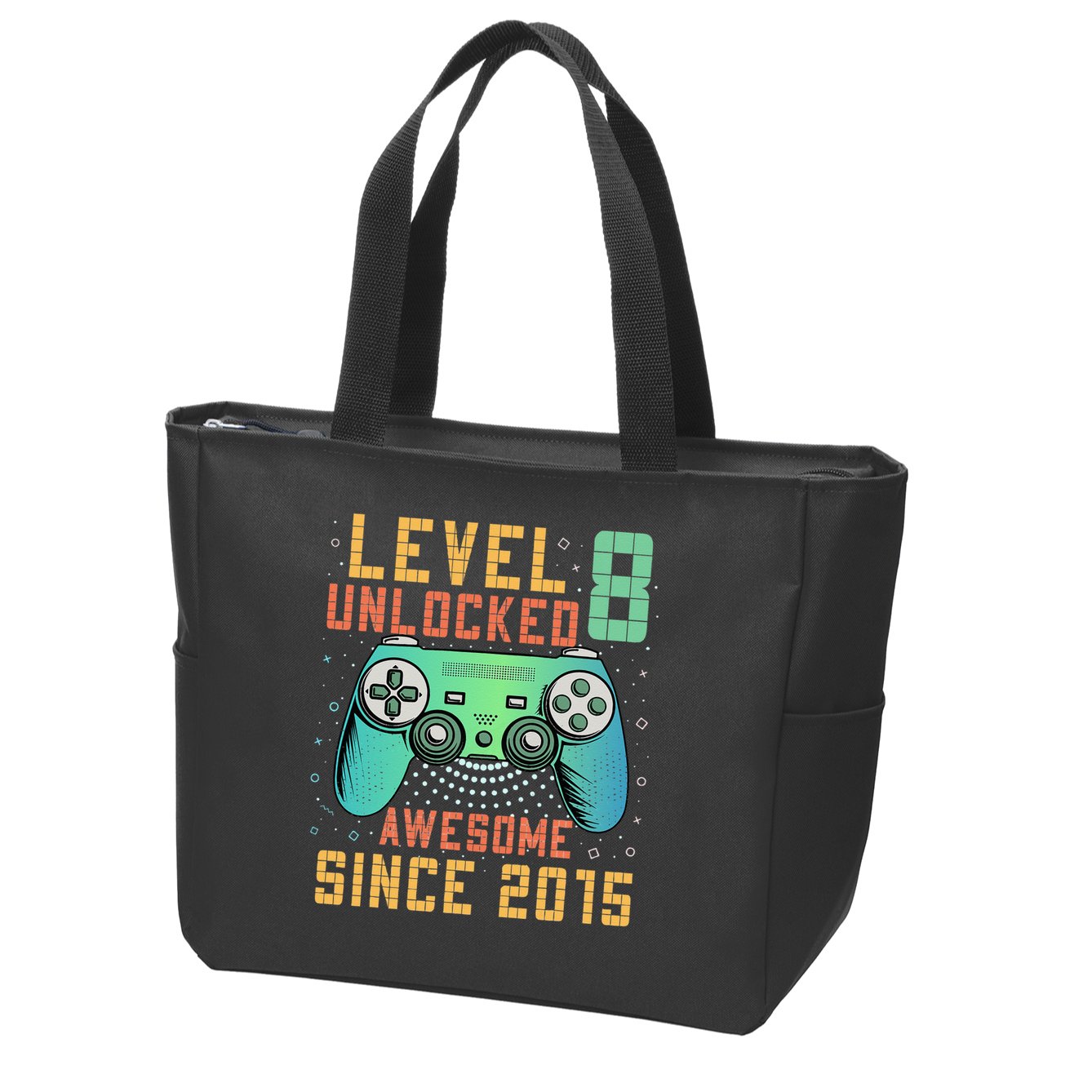 Level 8 Unlocked 8th Birthday 8 Year Old Boy Gifts Gamer Zip Tote Bag