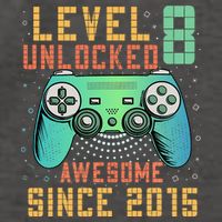 Level 8 Unlocked 8th Birthday 8 Year Old Boy Gifts Gamer Vector Backpack