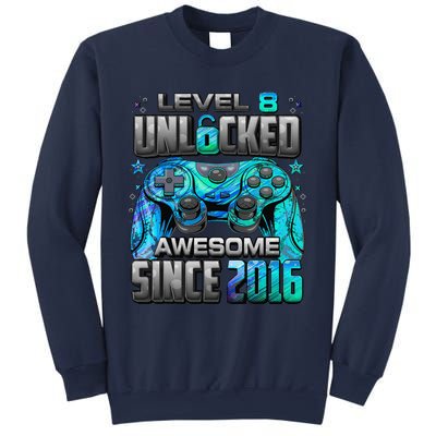 Level 8 Unlocked Awesome Since 2016 8th Birthday Gaming Sweatshirt