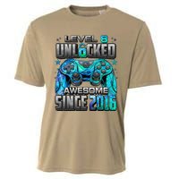 Level 8 Unlocked Awesome Since 2016 8th Birthday Gaming Cooling Performance Crew T-Shirt