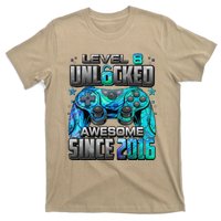 Level 8 Unlocked Awesome Since 2016 8th Birthday Gaming T-Shirt