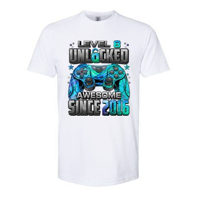 Level 8 Unlocked Awesome Since 2016 8th Birthday Gaming Softstyle CVC T-Shirt