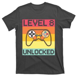 Level 8 Unlocked Video Gamer 8th Birthday Gaming Gift T-Shirt