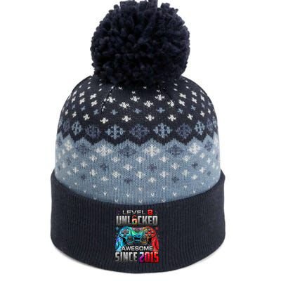 Level 8 Unlocked Awesome Since 2015 8th Birthday Gaming The Baniff Cuffed Pom Beanie