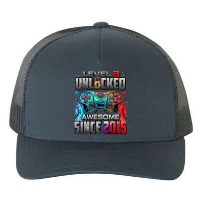 Level 8 Unlocked Awesome Since 2015 8th Birthday Gaming Yupoong Adult 5-Panel Trucker Hat