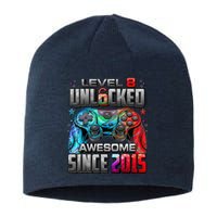 Level 8 Unlocked Awesome Since 2015 8th Birthday Gaming Sustainable Beanie