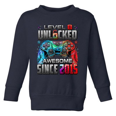 Level 8 Unlocked Awesome Since 2015 8th Birthday Gaming Toddler Sweatshirt