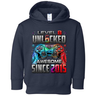 Level 8 Unlocked Awesome Since 2015 8th Birthday Gaming Toddler Hoodie