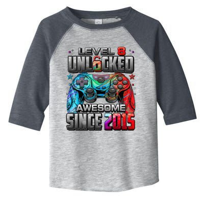 Level 8 Unlocked Awesome Since 2015 8th Birthday Gaming Toddler Fine Jersey T-Shirt