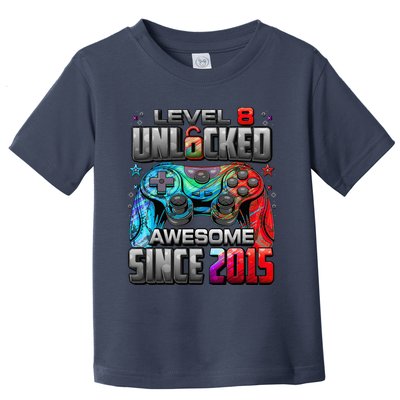 Level 8 Unlocked Awesome Since 2015 8th Birthday Gaming Toddler T-Shirt