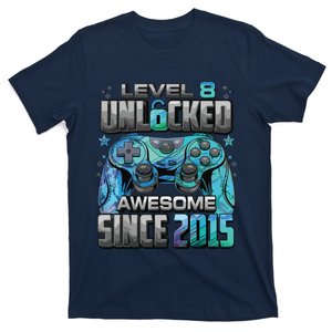 Level 8 Unlocked Awesome Since 2015 8th Birthday Gaming T-Shirt