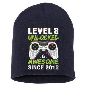 Level 8 Unlocked Awesome Since 2015 8th Birthday Gaming Short Acrylic Beanie