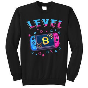 Level 8 Unlocked Gamer 8th Birthday Gift Video Game Lovers Tall Sweatshirt