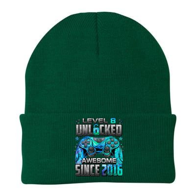 Level 8 Unlocked Awesome Since 2016 8th Birthday Knit Cap Winter Beanie