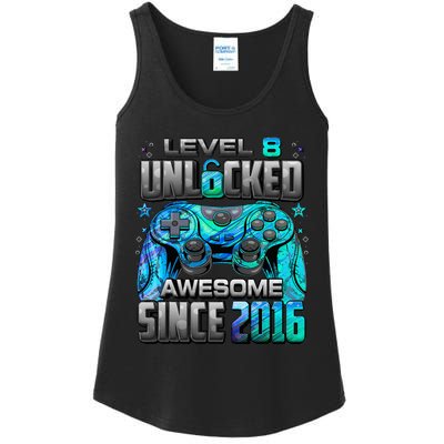 Level 8 Unlocked Awesome Since 2016 8th Birthday Ladies Essential Tank