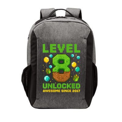 Level 8 Unlocked Awesome Since 2017 Pixel Birthday 8th Vector Backpack