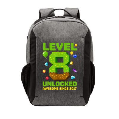 Level 8 Unlocked Awesome Since 2017 Pixel Birthday Vector Backpack