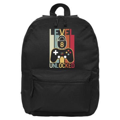 Level 8 Unlocked Birthday Gift Vintage Retro 16 in Basic Backpack