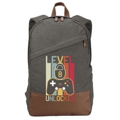 Level 8 Unlocked Birthday Gift Vintage Retro Cotton Canvas Backpack