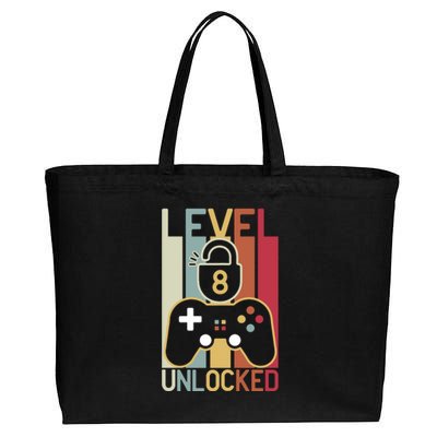 Level 8 Unlocked Birthday Gift Vintage Retro Cotton Canvas Jumbo Tote