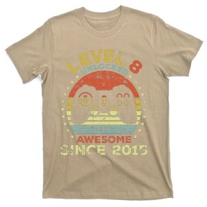 Level 8 Unlocked Awesome Since 2015 8th Birthday Gaming Cute T-Shirt