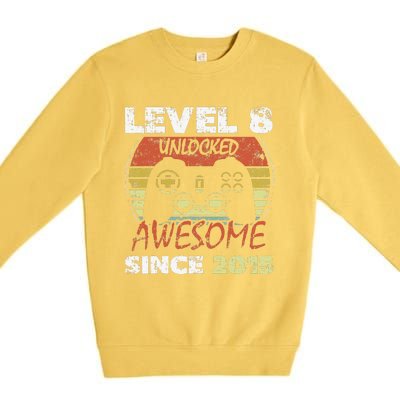 Level 8 Unlocked Awesome Since 2015 8th Birthday Gaming Premium Crewneck Sweatshirt