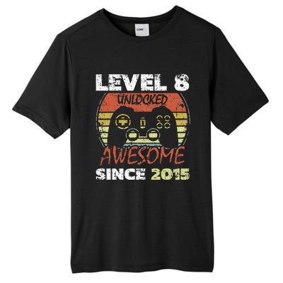 Level 8 Unlocked Awesome Since 2015 8th Birthday Gaming Tall Fusion ChromaSoft Performance T-Shirt