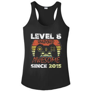 Level 8 Unlocked Awesome Since 2015 8th Birthday Gaming Ladies PosiCharge Competitor Racerback Tank