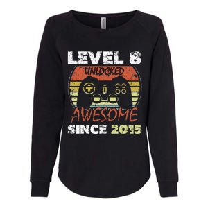 Level 8 Unlocked Awesome Since 2015 8th Birthday Gaming Womens California Wash Sweatshirt