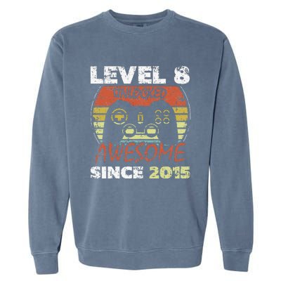 Level 8 Unlocked Awesome Since 2015 8th Birthday Gaming Garment-Dyed Sweatshirt