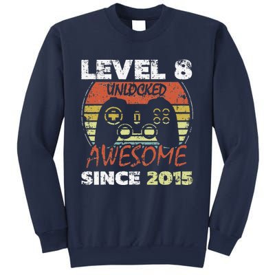 Level 8 Unlocked Awesome Since 2015 8th Birthday Gaming Sweatshirt