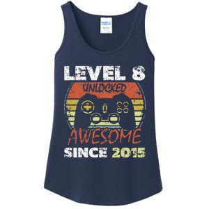 Level 8 Unlocked Awesome Since 2015 8th Birthday Gaming Ladies Essential Tank