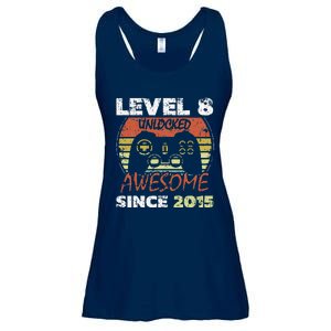 Level 8 Unlocked Awesome Since 2015 8th Birthday Gaming Ladies Essential Flowy Tank