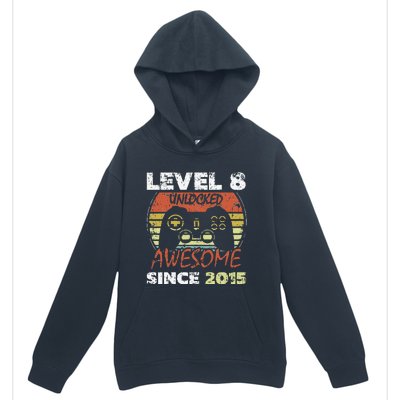 Level 8 Unlocked Awesome Since 2015 8th Birthday Gaming Urban Pullover Hoodie