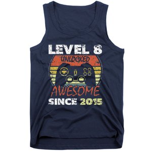 Level 8 Unlocked Awesome Since 2015 8th Birthday Gaming Tank Top