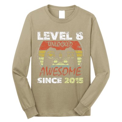 Level 8 Unlocked Awesome Since 2015 8th Birthday Gaming Long Sleeve Shirt