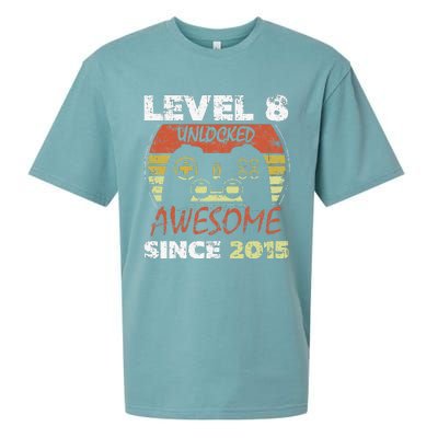 Level 8 Unlocked Awesome Since 2015 8th Birthday Gaming Sueded Cloud Jersey T-Shirt