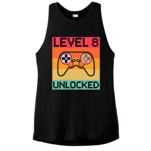 Level 8 Unlocked Video Gamer 8th Birthday Gaming Gift Ladies PosiCharge Tri-Blend Wicking Tank