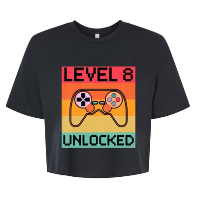 Level 8 Unlocked Video Gamer 8th Birthday Gaming Gift Bella+Canvas Jersey Crop Tee