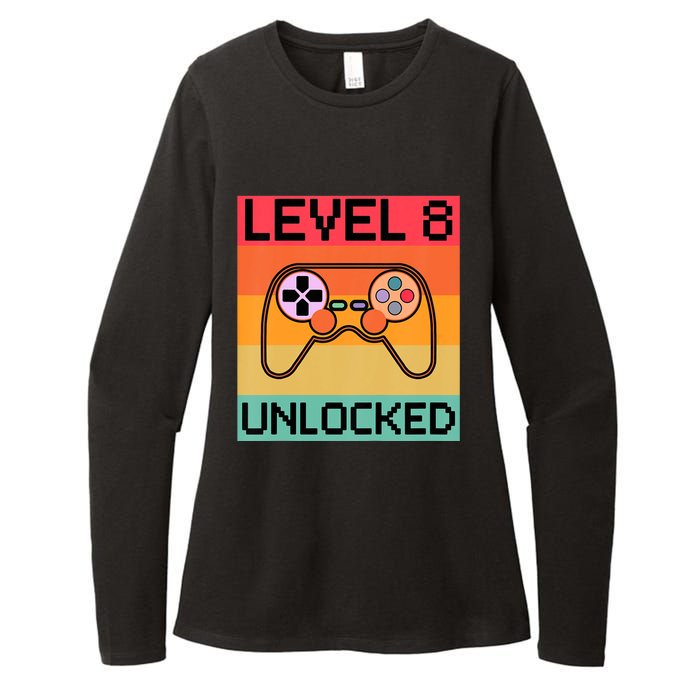 Level 8 Unlocked Video Gamer 8th Birthday Gaming Gift Womens CVC Long Sleeve Shirt