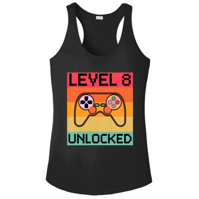 Level 8 Unlocked Video Gamer 8th Birthday Gaming Gift Ladies PosiCharge Competitor Racerback Tank