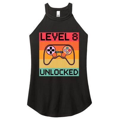 Level 8 Unlocked Video Gamer 8th Birthday Gaming Gift Women's Perfect Tri Rocker Tank