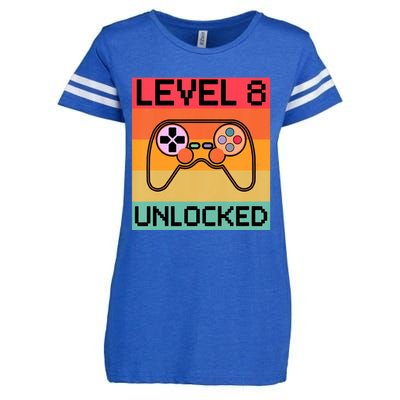 Level 8 Unlocked Video Gamer 8th Birthday Gaming Gift Enza Ladies Jersey Football T-Shirt