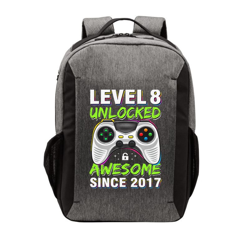 Level 8 Unlocked Awesome Since 2017 8th Birthday Gaming Gift Vector Backpack