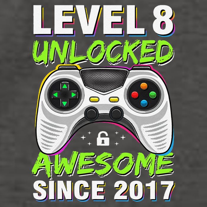 Level 8 Unlocked Awesome Since 2017 8th Birthday Gaming Gift Vector Backpack