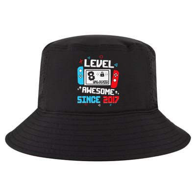 Level 8 Unlocked Awesome Since 2017 8th Birthday Cool Comfort Performance Bucket Hat