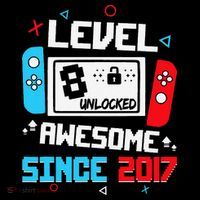 Level 8 Unlocked Awesome Since 2017 8th Birthday Tall T-Shirt