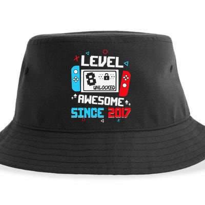 Level 8 Unlocked Awesome Since 2017 8th Birthday Sustainable Bucket Hat